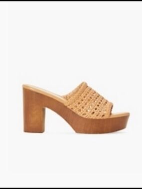 JustFab Tan Woven Platform Mule Heels Sz. 9